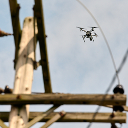 drone over power lines